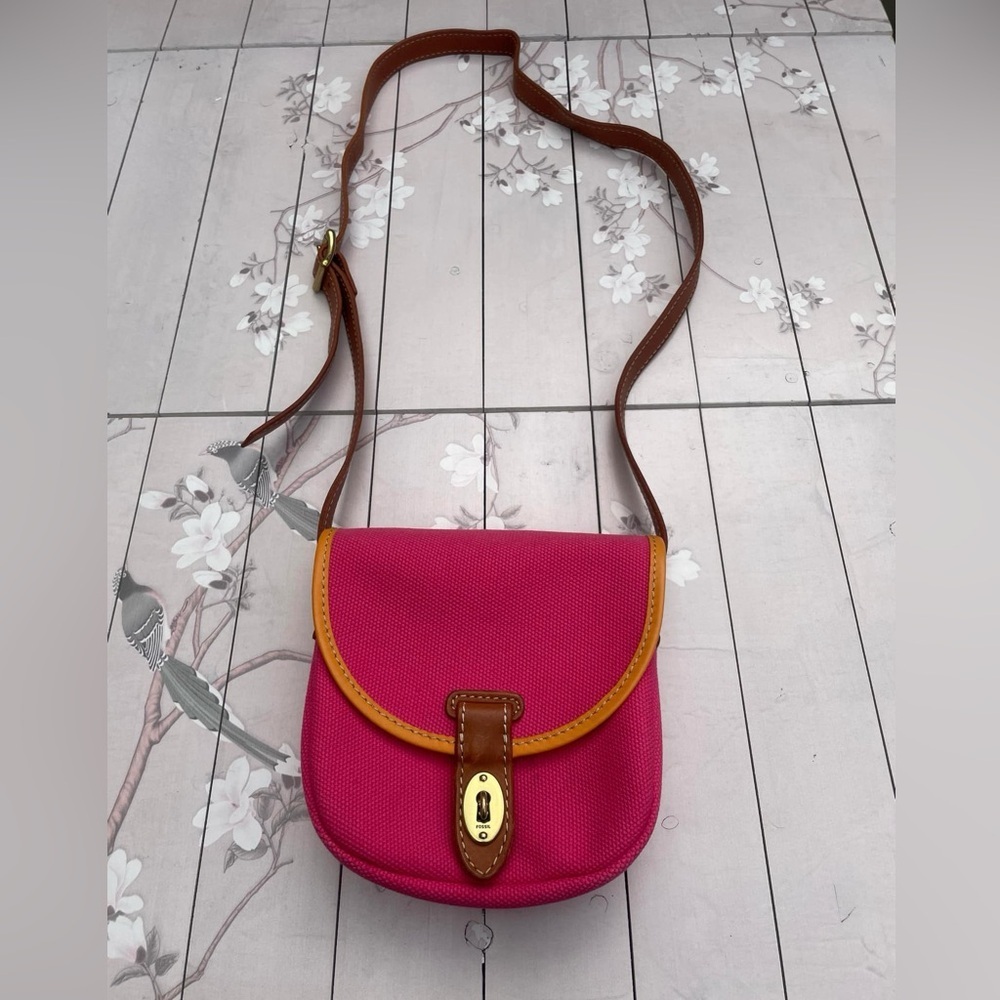 Fossil Pink and Brown Crossbody Bag